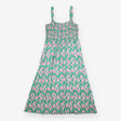 Maxi Dress Smocked Jersey Paisley Green Pink