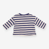 T-shirt long sleeve white and navy stripe