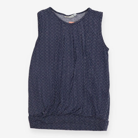 Pleated geo ditsy blue maternity and nursing top