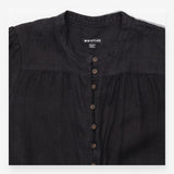 Jumpsuit Linen Short Sleeve Button Front Black