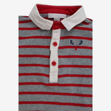 Jersey Shirt Red and Grey Stripes with Collar