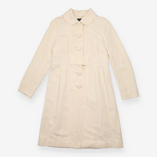 Ivory Silk-Linen Bow-Waist Occasion Coat