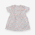 Woven Dress White with Blue and Red Flowers