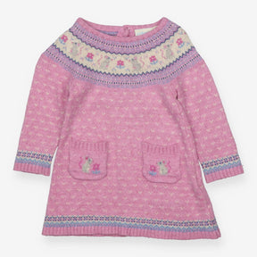 Dress knit pink mice fairisle