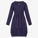 Dress Navy Blue Plunging V-Neck Long Sleeve Ruched