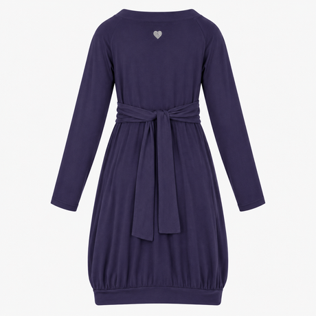 Dress Navy Blue Plunging V-Neck Long Sleeve Ruched