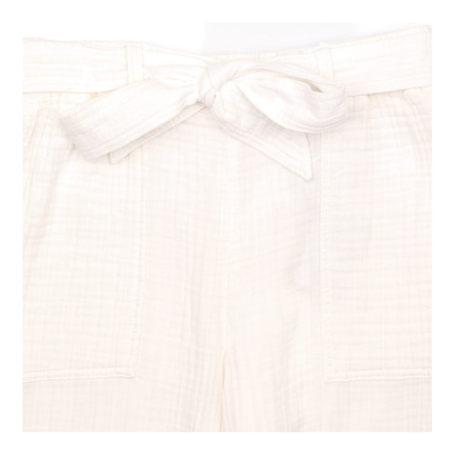 White Trousers Double Gauze Cotton Ankle Length Be