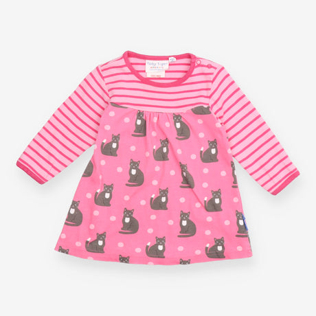 Dress Long Sleeve Pink Stripe Cat
