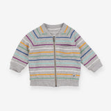Reversible Sweatshirt zip grey striped pocket