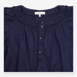 Navy Cotton Cold Shoulder Button Front