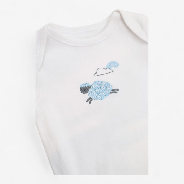 Bodysuit white with blue sheep