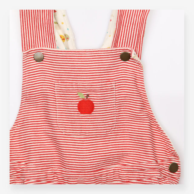 Dungaree red and white stripe apple