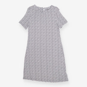 Navy & White Patterned Mini Dress – High Neck Sty