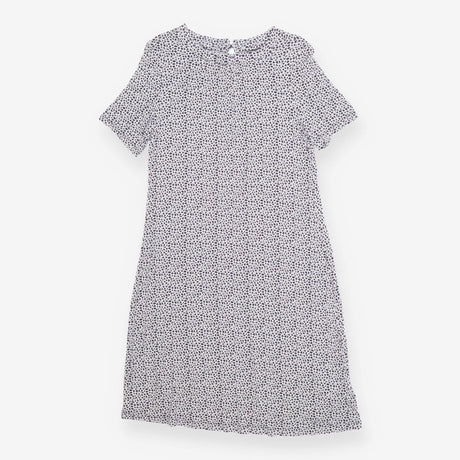 Navy & White Patterned Mini Dress – High Neck Sty