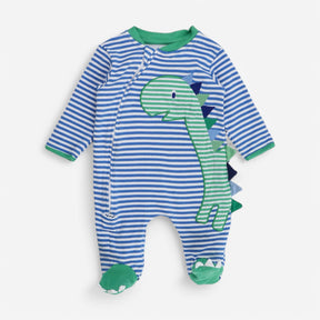 Sleepsuit Striped Blue Green Dinosaur