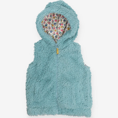 Gilet blue fur floral lining