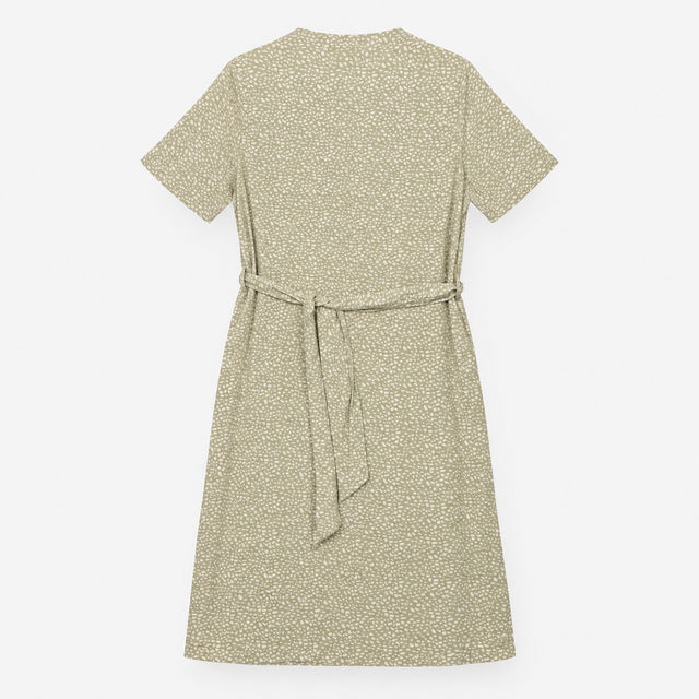 Shirt Dress in Neutral Abstract Spot Print with Ti