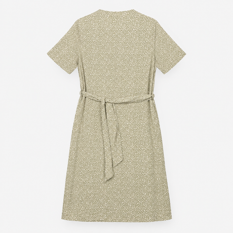 Shirt Dress in Neutral Abstract Spot Print with Ti