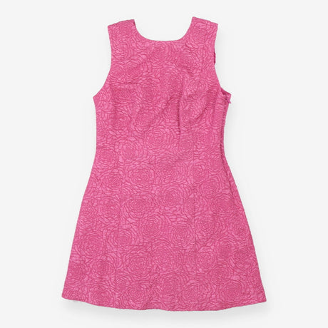 Pink Mini Dress with Bow Detail | Textured Deep V-
