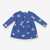 Blue Flower Long Sleeve Dress