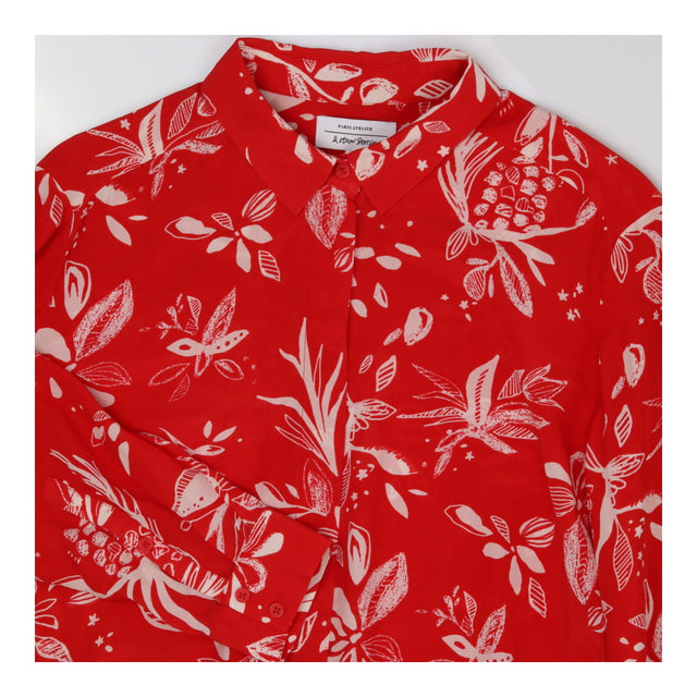 Collared Silk Shirt, Red