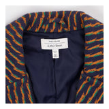 Blue and orange structured patch pocket blazer