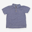 Polo T-Shirt Blue Stripe Floral Button Up