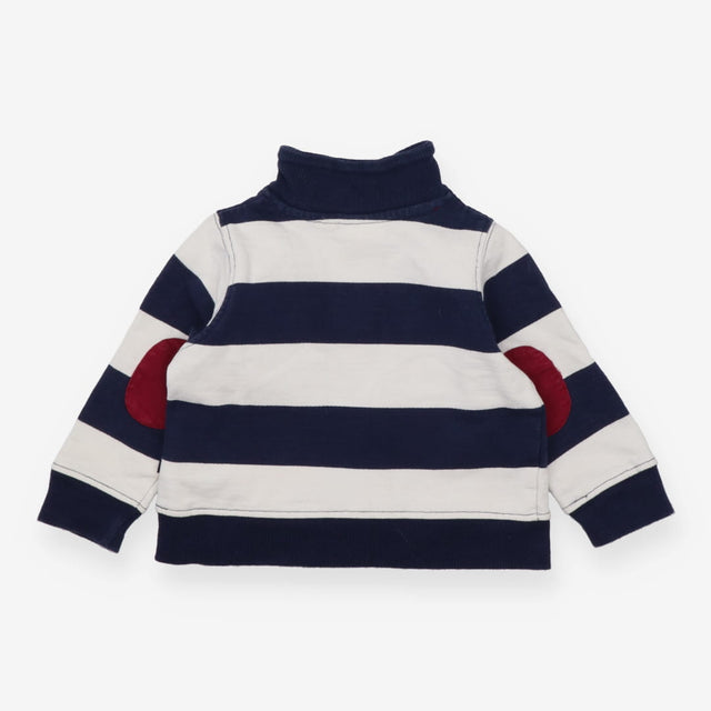 Sweater Jersey Blue White Stripe quarter zip