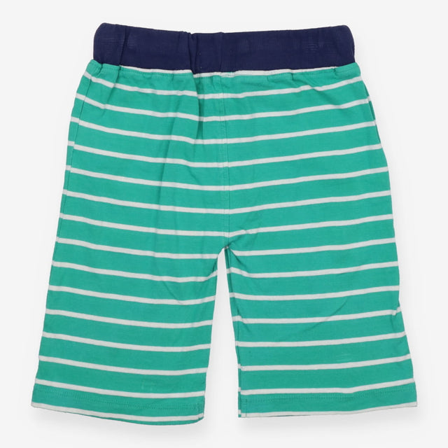 Green and white stripe jersey shorts