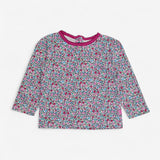 T-shirt Long Sleeve Ditsy with Plum Neckline