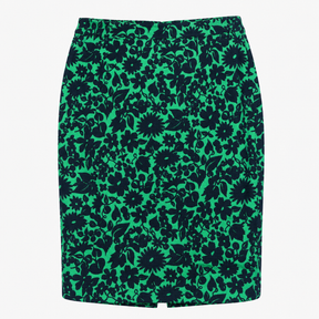 Floral Print Textured Cotton A-Line Skirt Green Na