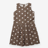 Dress sleeveless brown white spot