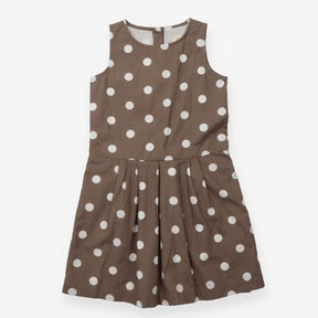 Dress sleeveless brown white spot