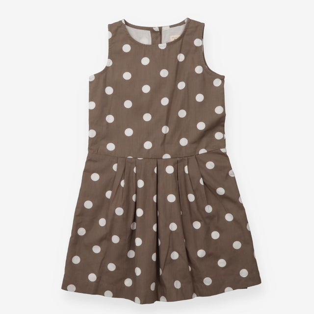 Dress sleeveless brown white spot