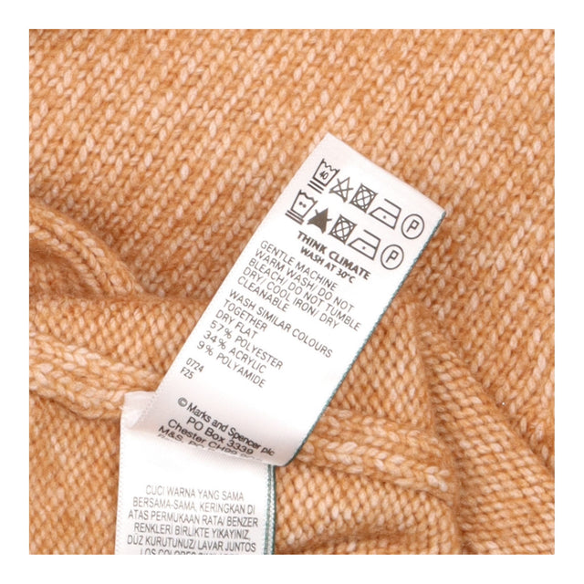 Cardigan Camel Tan V Neck Blanket Stitch Edge Soft