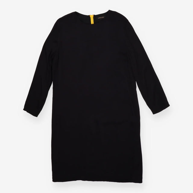 Jaeger Black A‑Line Dress with Yellow Back Zip