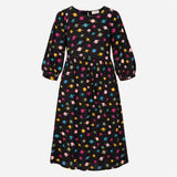 Black Colourful Planet Print Long Sleeve Midi Smoc