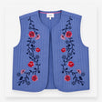 Vest Blue Floral Embroidered Quilted