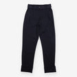 ICHI Navy Belted High Waist Pleated Tapered Smart