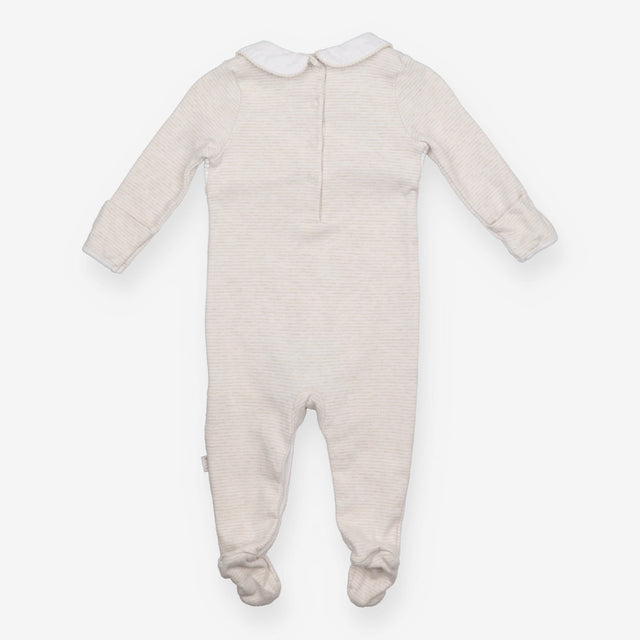Collared Sleepsuit Beige and Cream Stripes