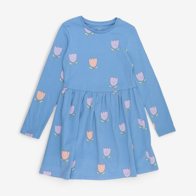 Dress LS Blue Tulips