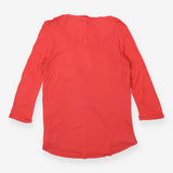 Coral red floral print long sleeve top with pocket