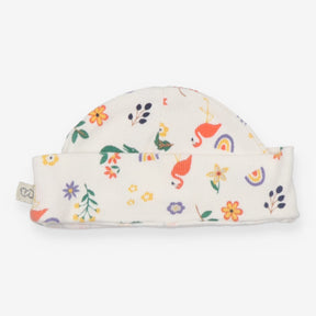 Baby hat white rib flowers flamingo tigers