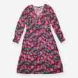 Midi Dress Floral Long Sleeve V Neck Viscose