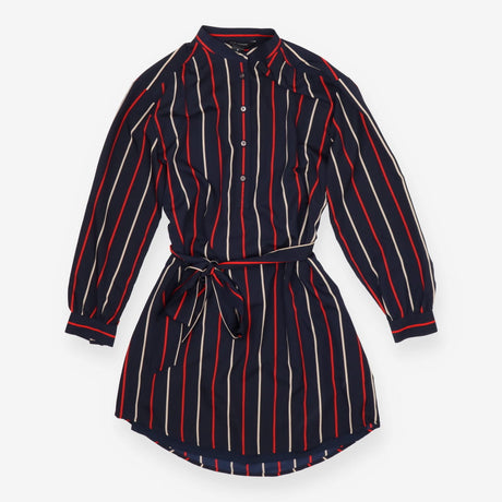 Club Monaco Navy Stripe Polyester Shirt Dress