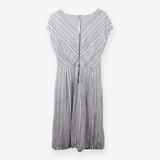 Grey White Chevron Print Midi Dress Smart Casual S