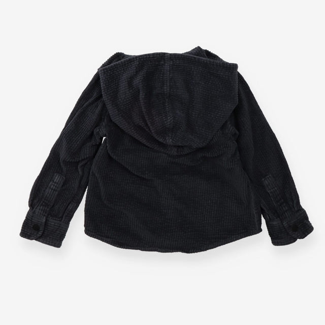 Charcoal cord hooded shirt jacket