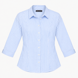 Shirt Light Blue White Stripe 3 4 Sleeve Button Do