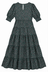 Midi and Tiered Dress Grey Teal Animal Print Tiere