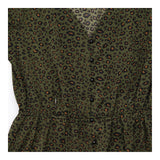 Khaki Green Black Leopard Animal Print V Neck Butt